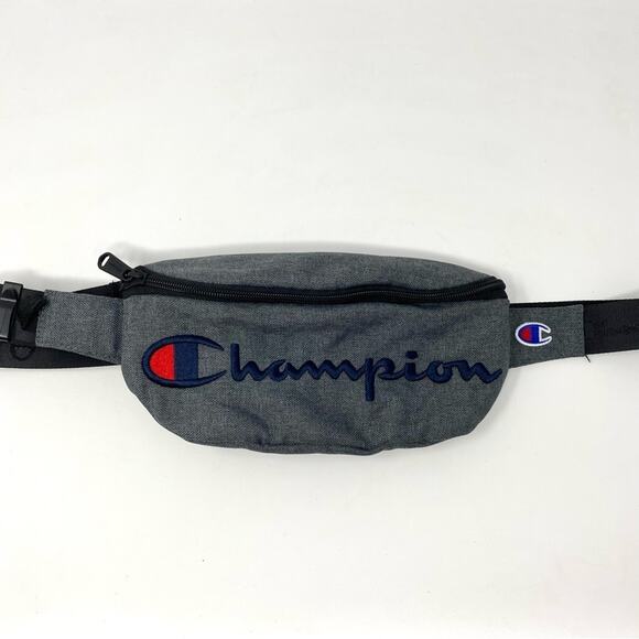Champion Gray Embroidered Spell-out Logo Knit Adjustable Fanny Pack Silng Bag - Picture 2 of 6